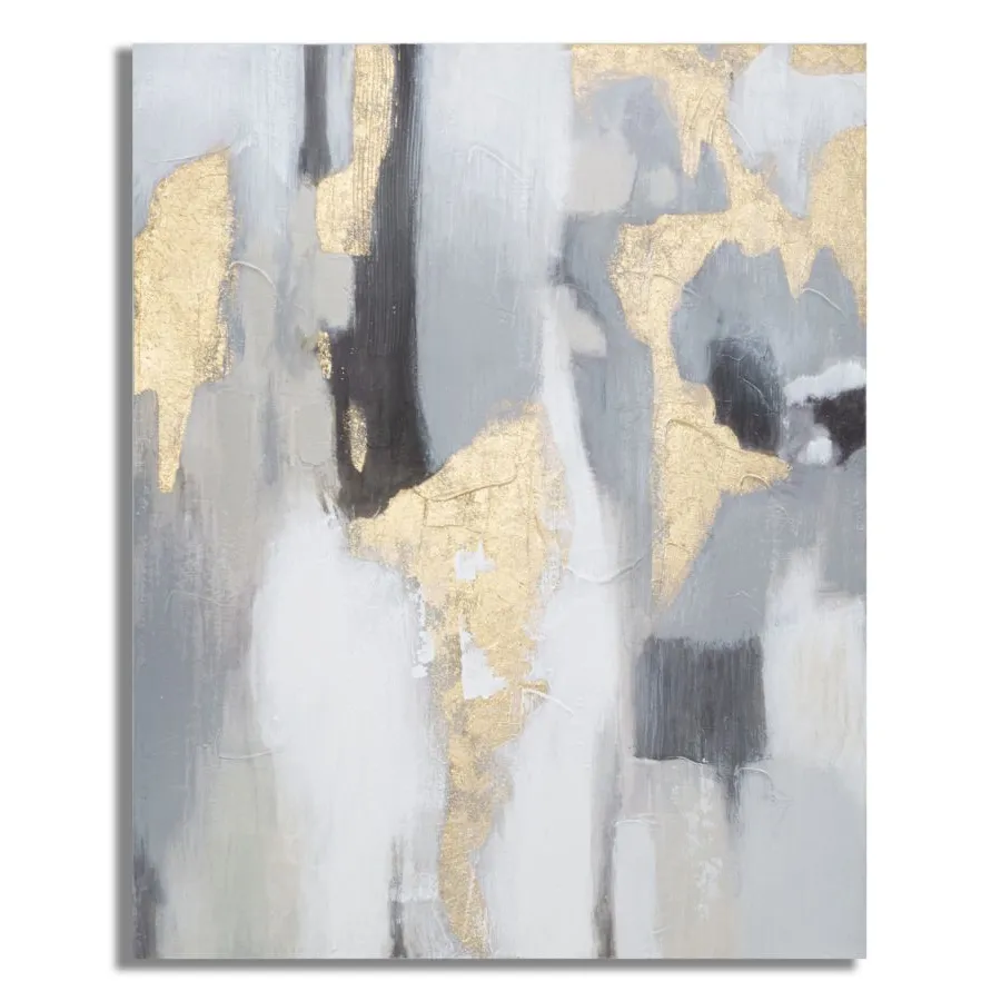 OBRAZ NA PŁÓTNIE SZARY/ZŁOTY 80x2,8x100 cm